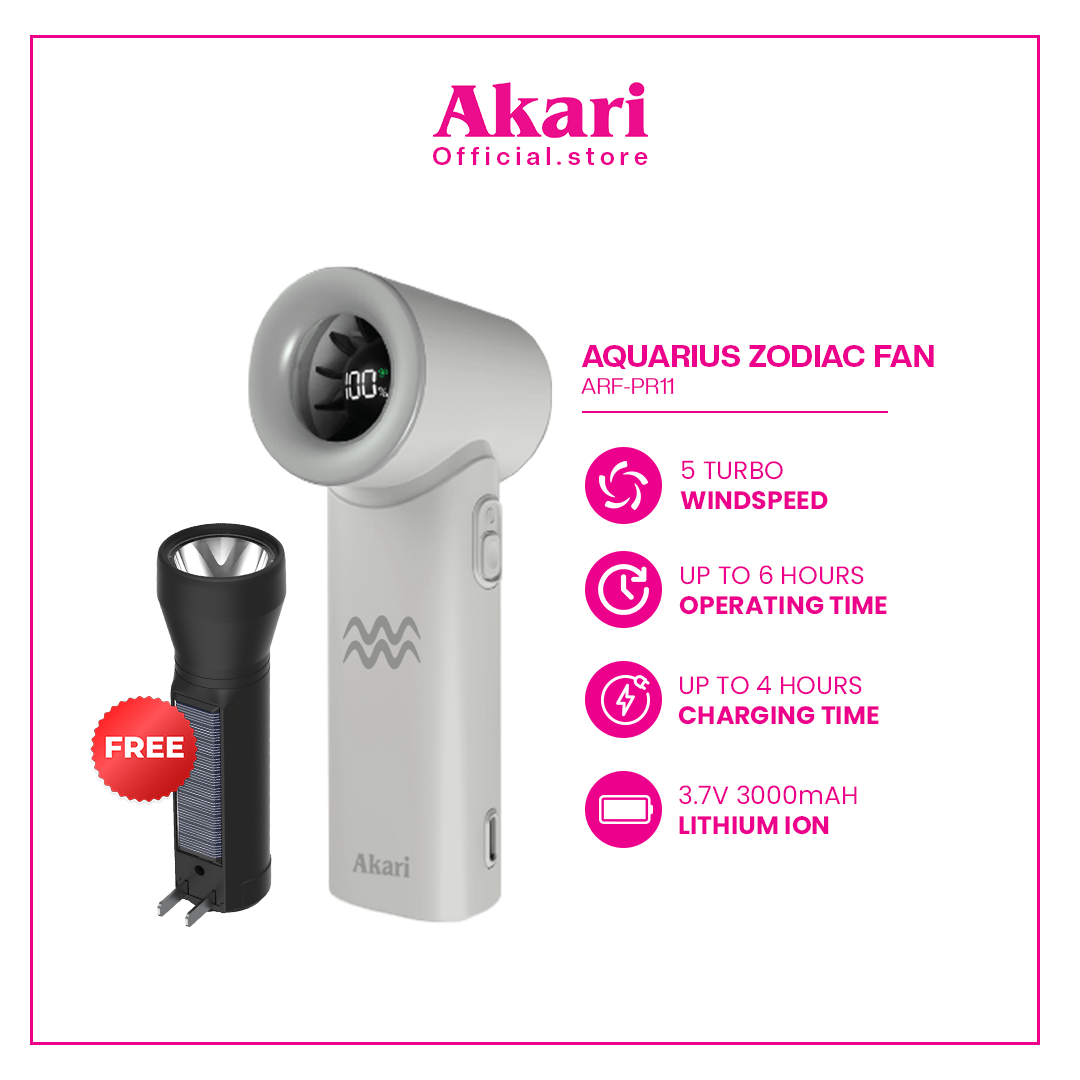 Akari Rechargeable Pocket Rocket Zodiac Fan ARF-PR Series + Free Flashlight (Arfl-8901)