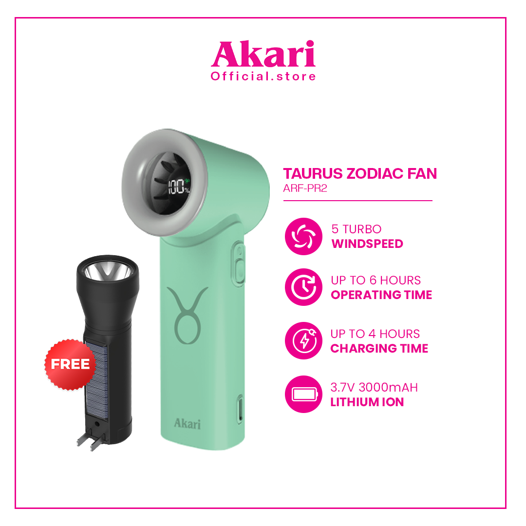 Akari Rechargeable Pocket Rocket Zodiac Fan ARF-PR Series + Free Flashlight (Arfl-8901)
