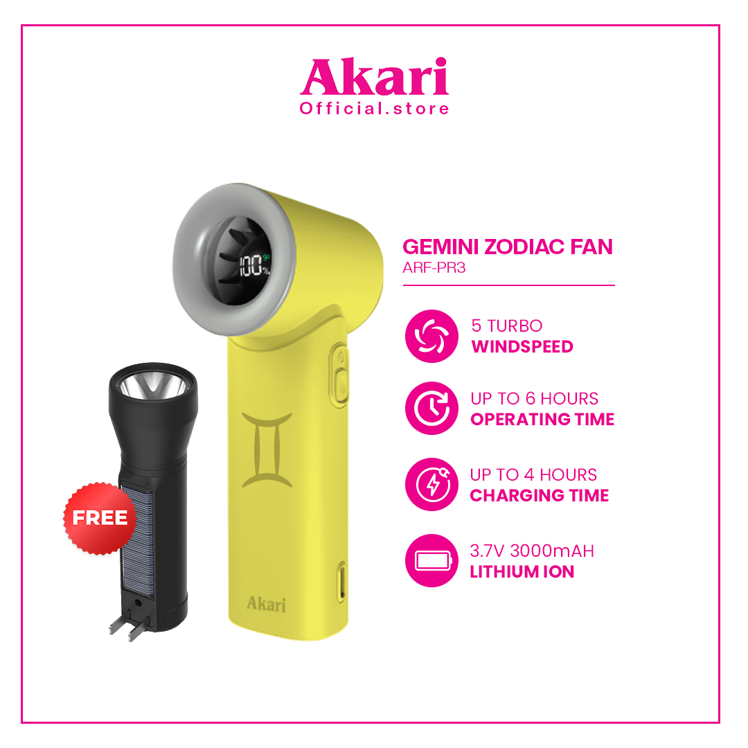 Akari Rechargeable Pocket Rocket Zodiac Fan ARF-PR Series + Free Flashlight (Arfl-8901)