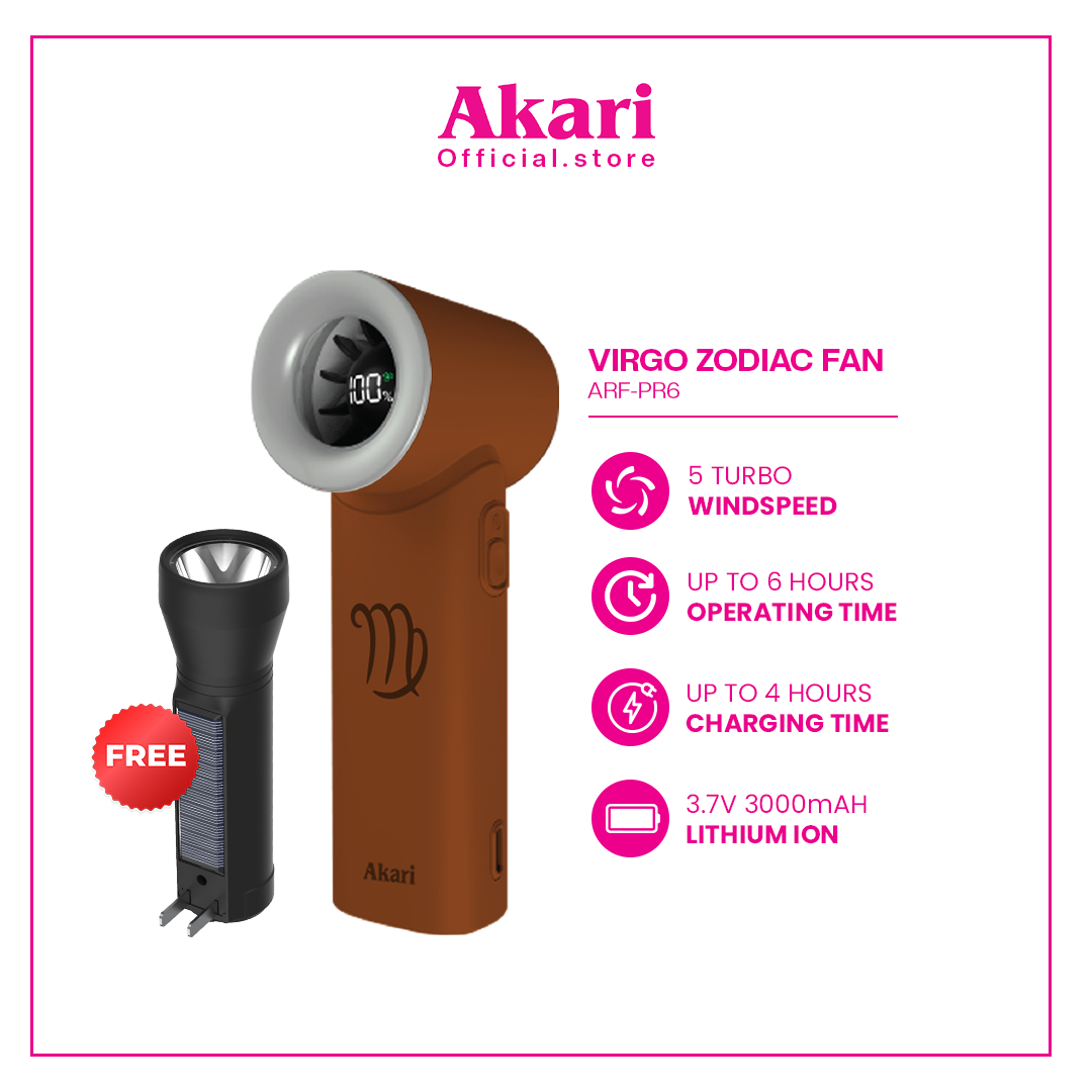Akari Rechargeable Pocket Rocket Zodiac Fan ARF-PR Series + Free Flashlight (Arfl-8901)