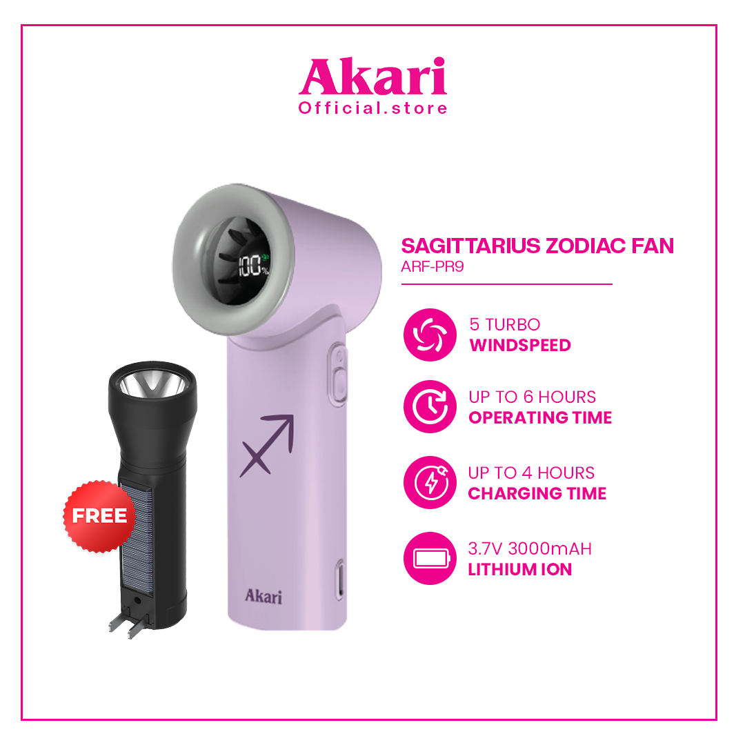 Akari Rechargeable Pocket Rocket Zodiac Fan ARF-PR Series + Free Flashlight (Arfl-8901)