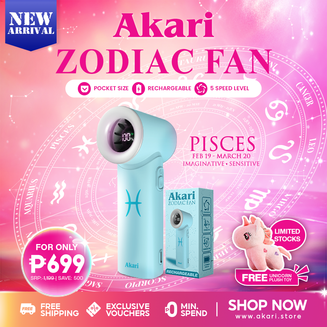 Akari Rechargeable Pocket Rocket Zodiac Fan (NEW ARRIVAL) Pisces (ARF-PR12)