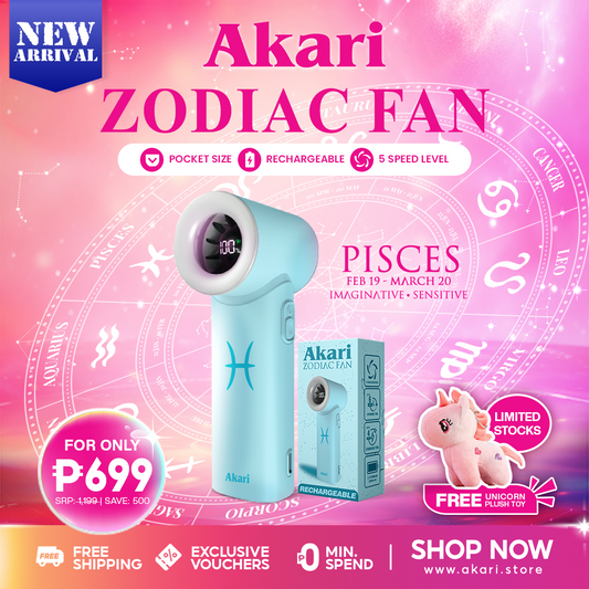 Akari Rechargeable Pocket Rocket Zodiac Fan (NEW ARRIVAL) Pisces (ARF-PR12)