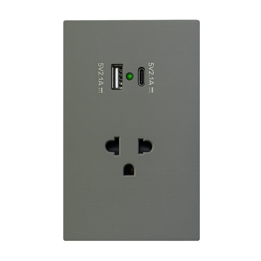 PLATELESS SERIES_AKARI UNIVERSAL SOCKET WITH GROUND WITH USB+TYPE C (AWZ-P2RUC)