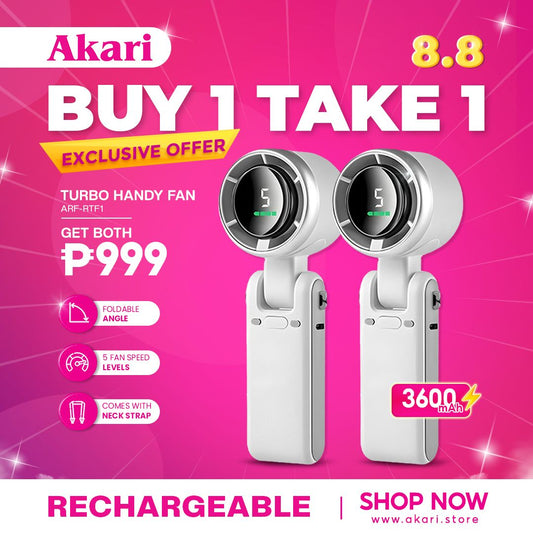 B1T1 Akari Rechargeable Turbo Handy Fan ARF-RTF1 | 7W USB Type-C Portable Fan