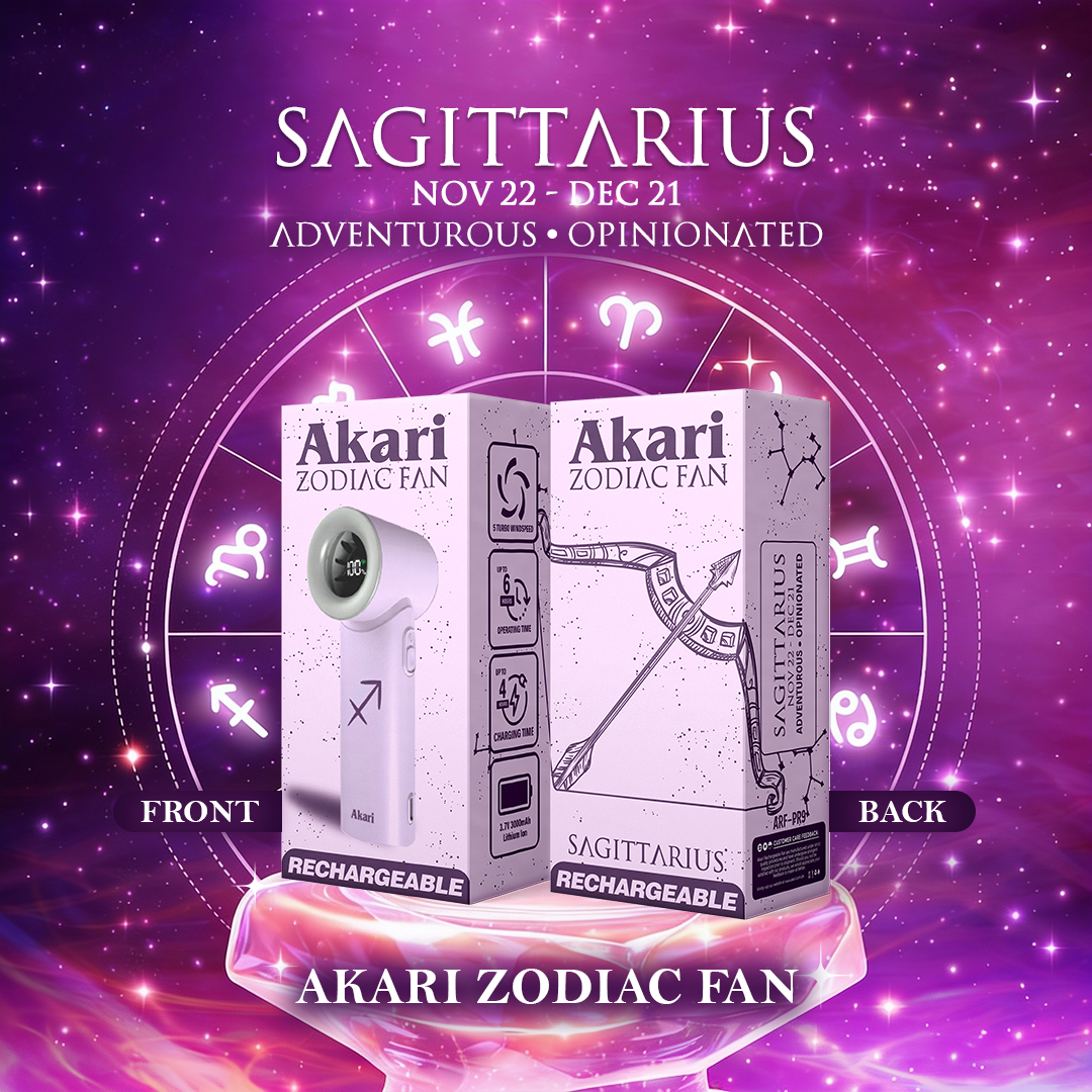Akari Rechargeable Pocket Rocket Zodiac Fan (NEW ARRIVAL) Sagittarius (ARF-PR9)