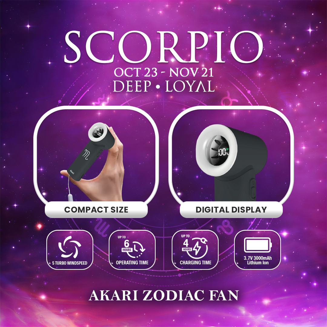 Akari Rechargeable Pocket Rocket Zodiac Fan (NEW ARRIVAL) Scorpio (ARF-PR8)