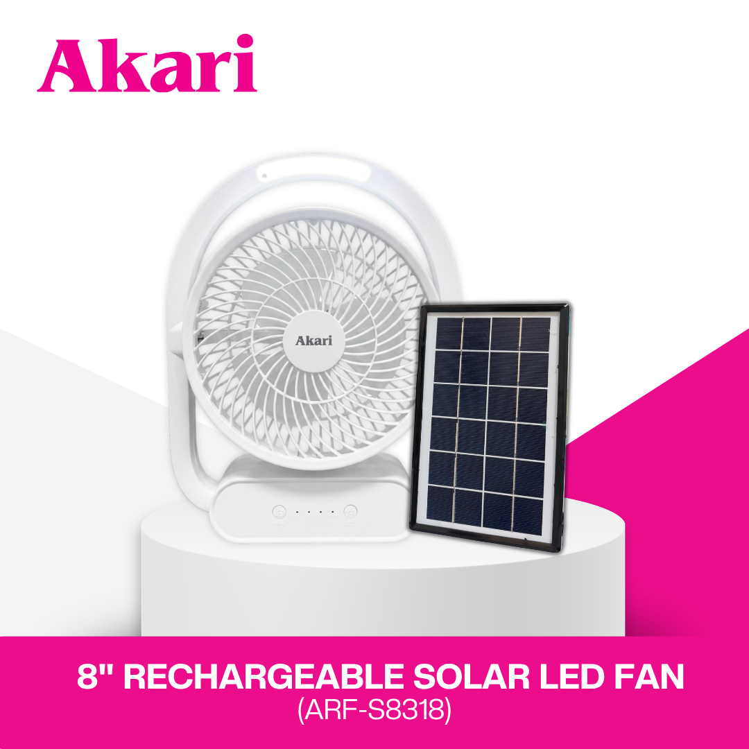 8-inch rechargeable solar LED fan with solar panel 