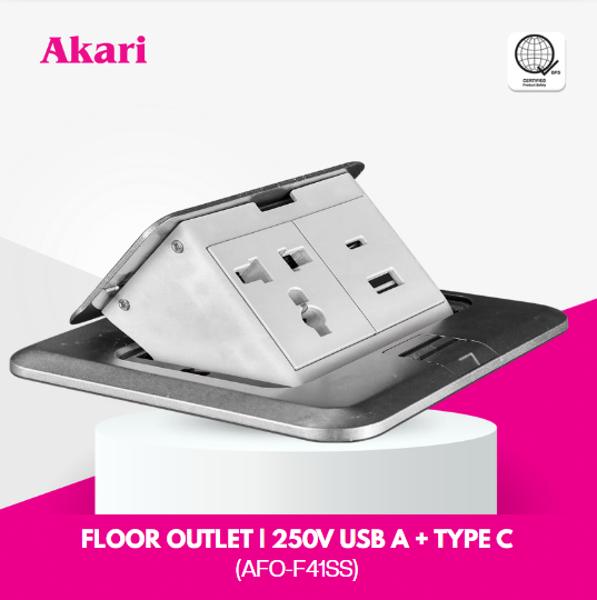 Akari Heavy Duty Floor Outlet  (AFO-F41SS)
