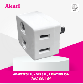 Akari Adapters I 1 Universal, 2 Flat Pin 10A (AEC-8801-BP)