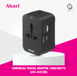 Akari Universal Travel Adapter I 1500 Watts (ATA-1A1CBK)