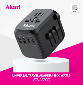 Akari Universal Travel Adapter I 1500 Watts (ATA-2A2CB)