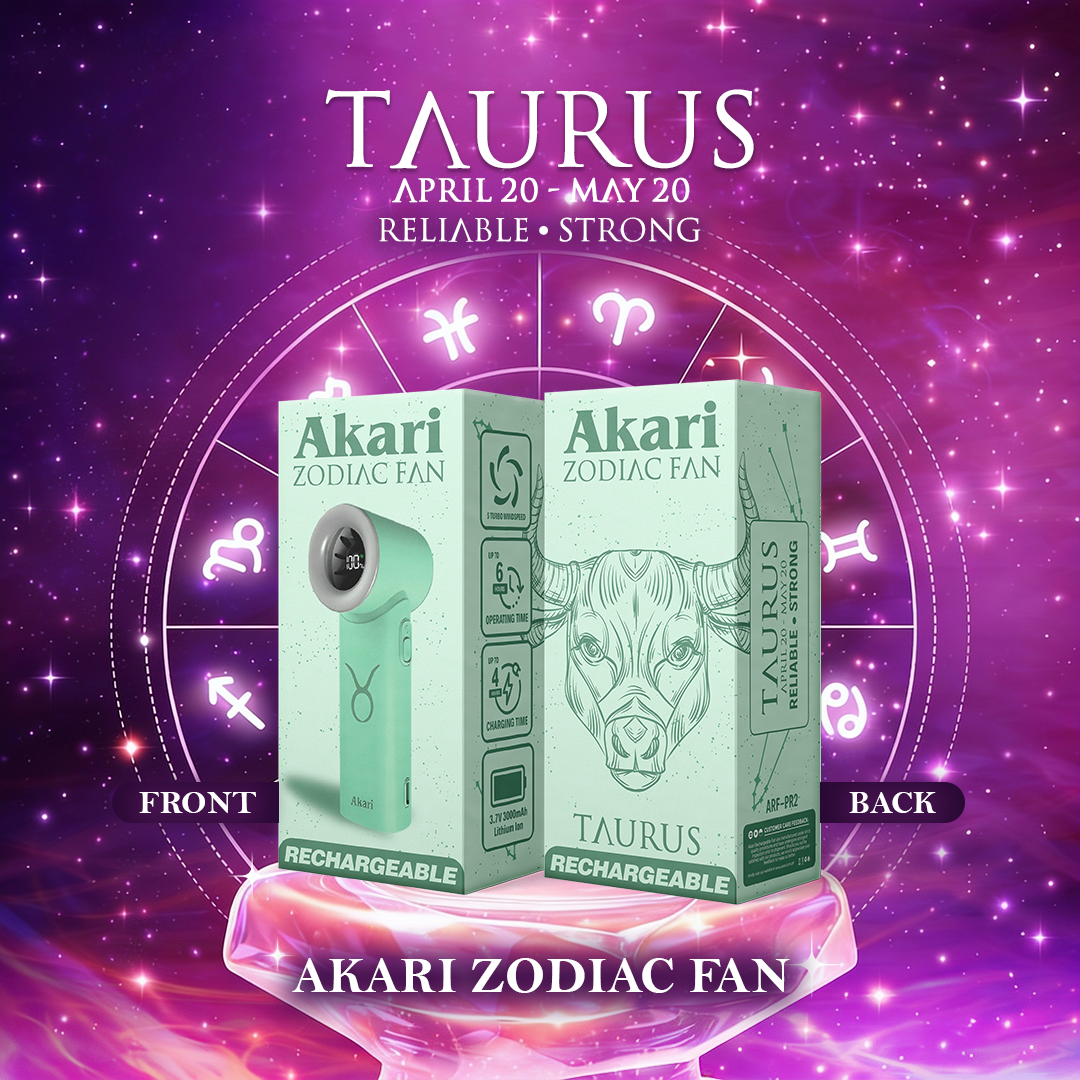 Akari Rechargeable Pocket Rocket Zodiac Fan (NEW ARRIVAL) Taurus (ARF-PR2)