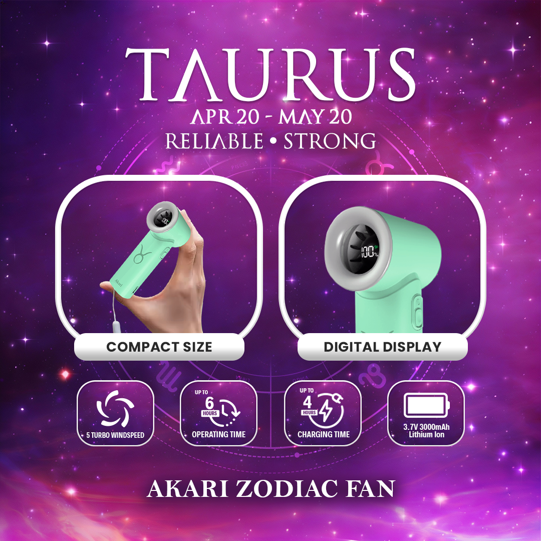 Akari Rechargeable Pocket Rocket Zodiac Fan (NEW ARRIVAL) Taurus (ARF-PR2)