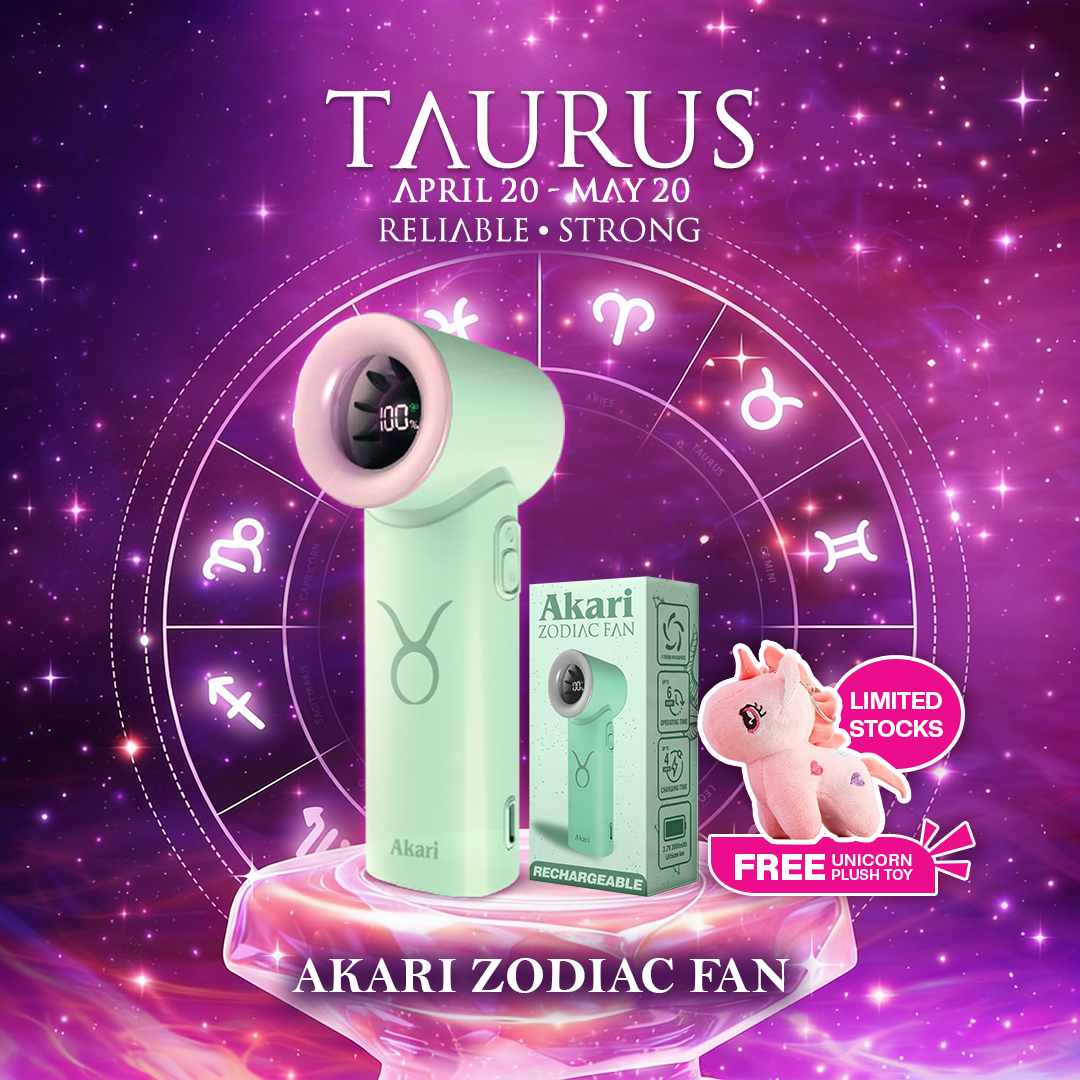 Akari Rechargeable Pocket Rocket Zodiac Fan (NEW ARRIVAL) Taurus (ARF-PR2)