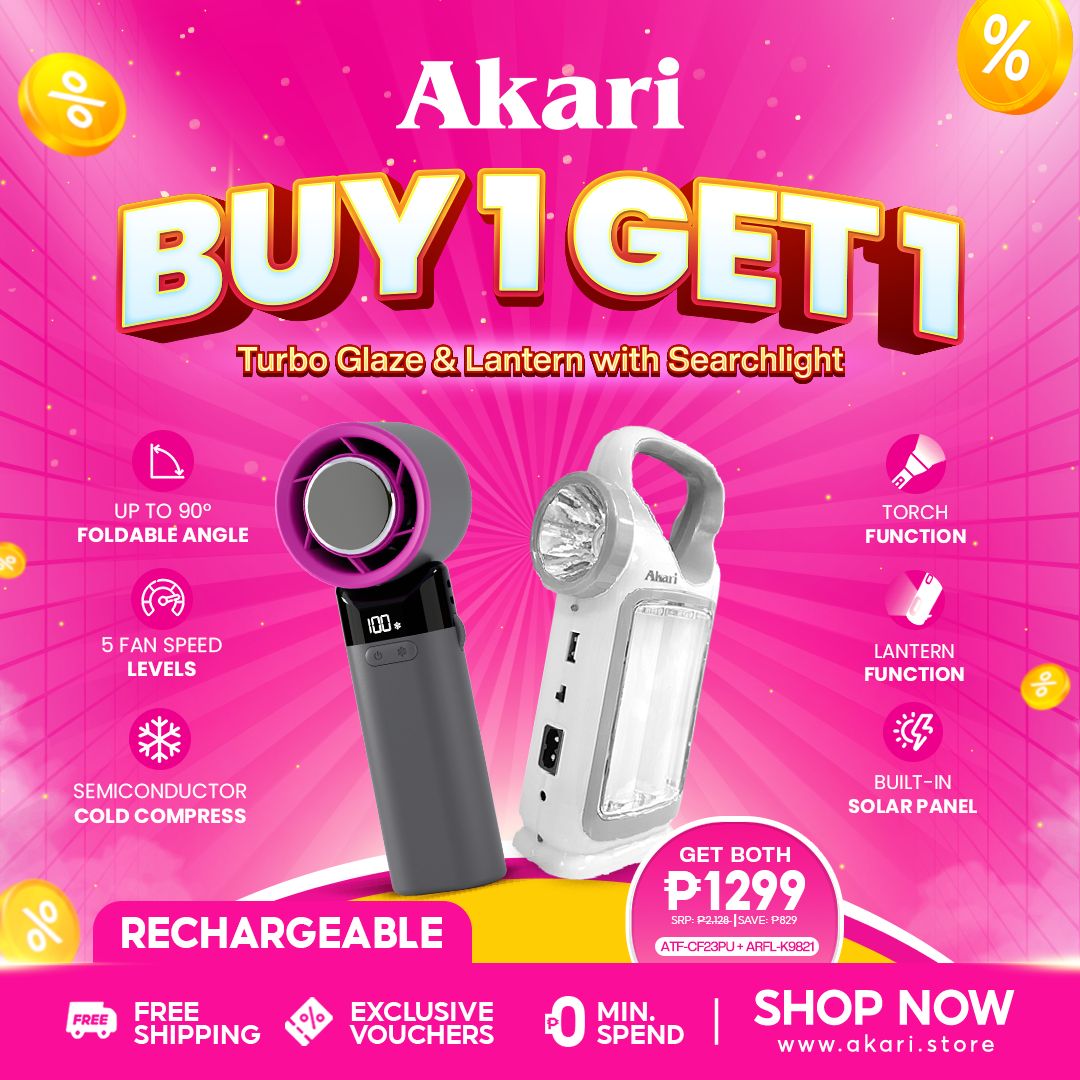 AKARI RECHARGEABLE TURBO GLAZE WITH COLD COMPRESS (ATF-CF23) + ARL-K9821 Solar Energy Light and Lantern