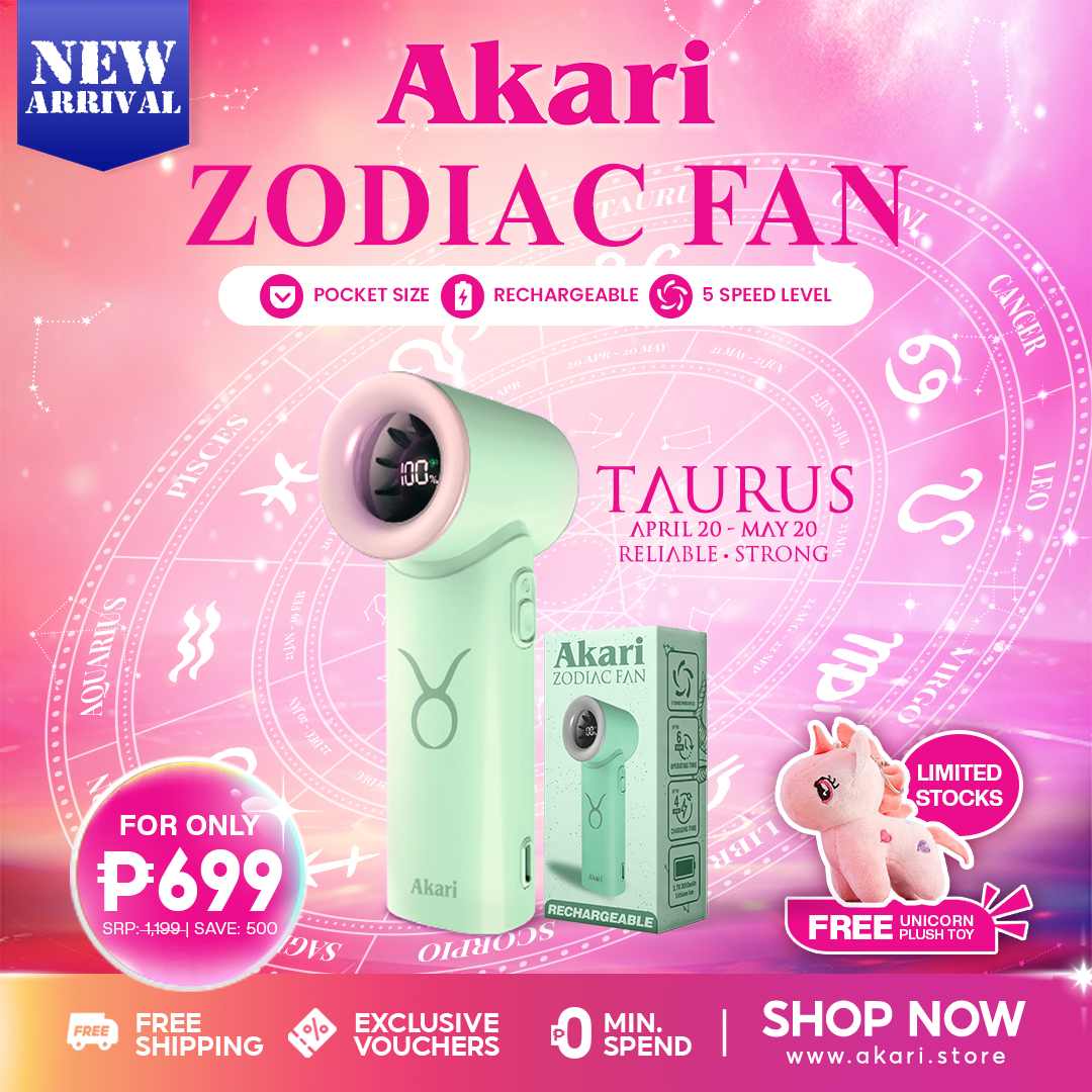 Akari Rechargeable Pocket Rocket Zodiac Fan (NEW ARRIVAL) Taurus (ARF-PR2)