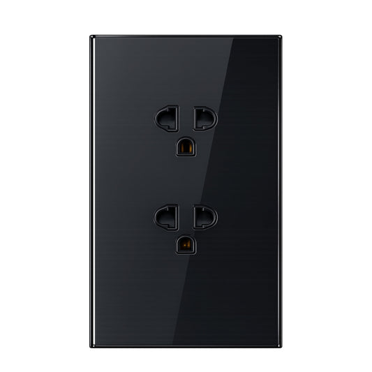 TEMPERED GLASS SERIES_AKARI 2 GANG UNIVERSAL SOCKET WITH GROUND (AWZ-T32R)