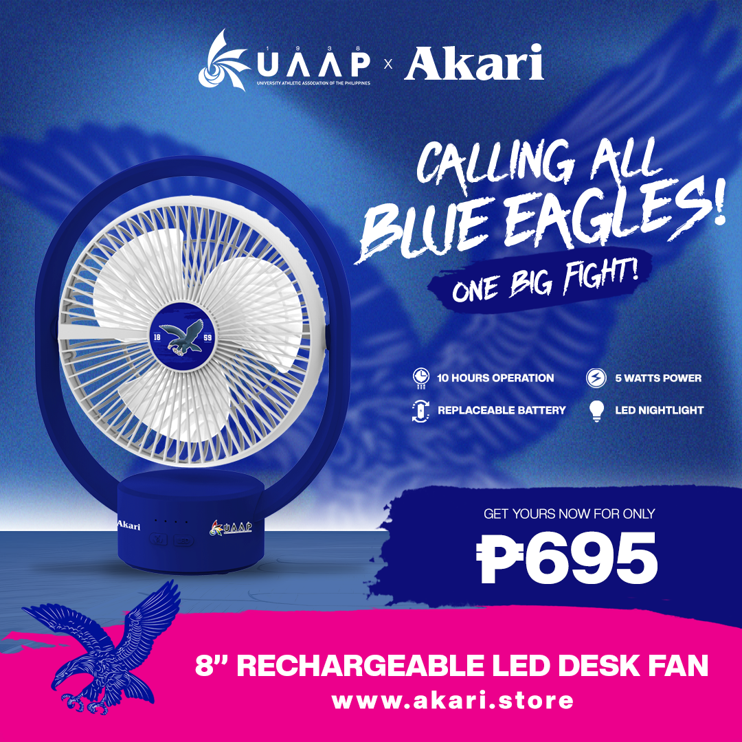 AKARI X UAAP [ ATENEO ] - 8" Rechargeable Elliptical Fan w/ LED