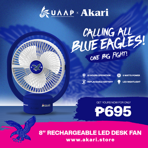 AKARI X UAAP [ ATENEO ] - 8" Rechargeable Elliptical Fan w/ LED