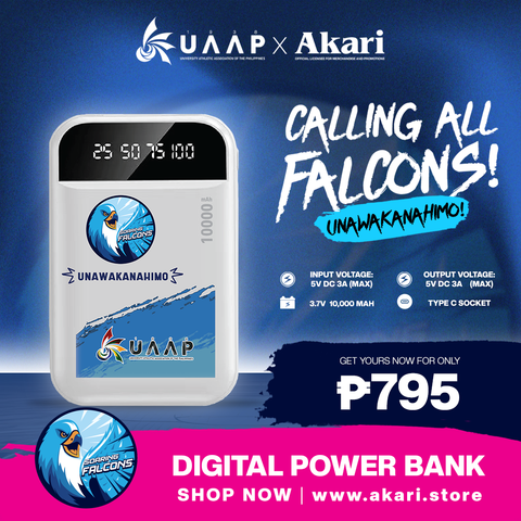 AKARI X UAAP [ ADAMSON ]  10000mAh Digital Powerbank with built-in charging Cables