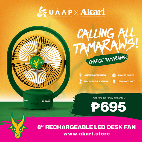 AKARI X UAAP [ FEU ] - 8" Rechargeable Elliptical Fan w/ LED