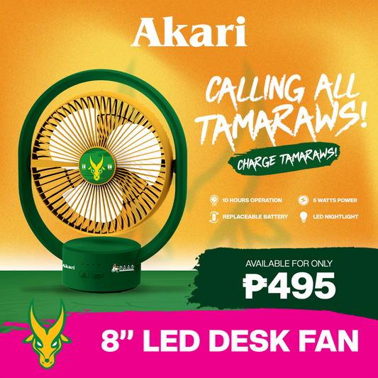 AKARI [ FEU ] - 8" Rechargeable Elliptical Fan w/ LED