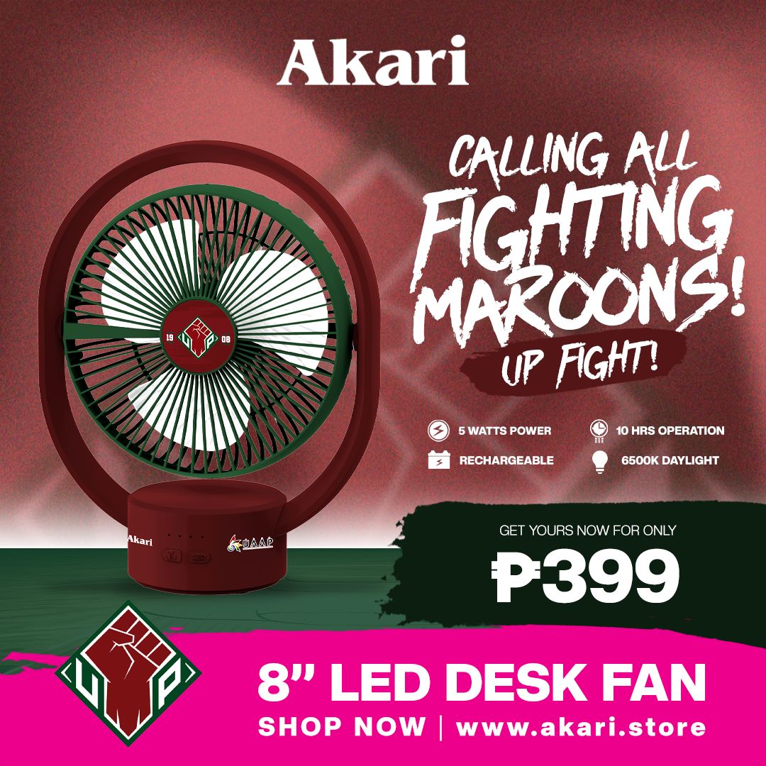 AKARI [ UAAP ] 8" Rechargeable Elliptical Fan w/ LED (ARF-8028) + FREE Uaap desklamp