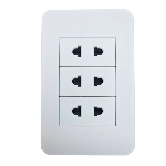 ZEN MATTE SERIES_ AKARI 3 Gang 3 Pin Universal Outlet with Shutter (AZ2-3UO)