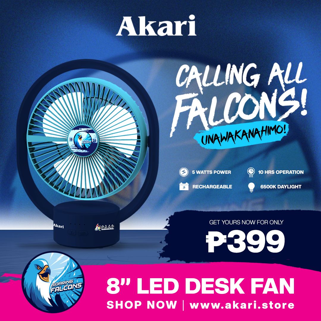 AKARI [ UAAP ] 8" Rechargeable Elliptical Fan w/ LED (ARF-8028) + FREE Uaap desklamp