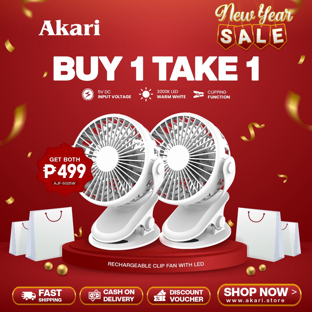 Akari B1T1 : 5" Rechargeable Clip Fan w/ LED (AJF-5025)