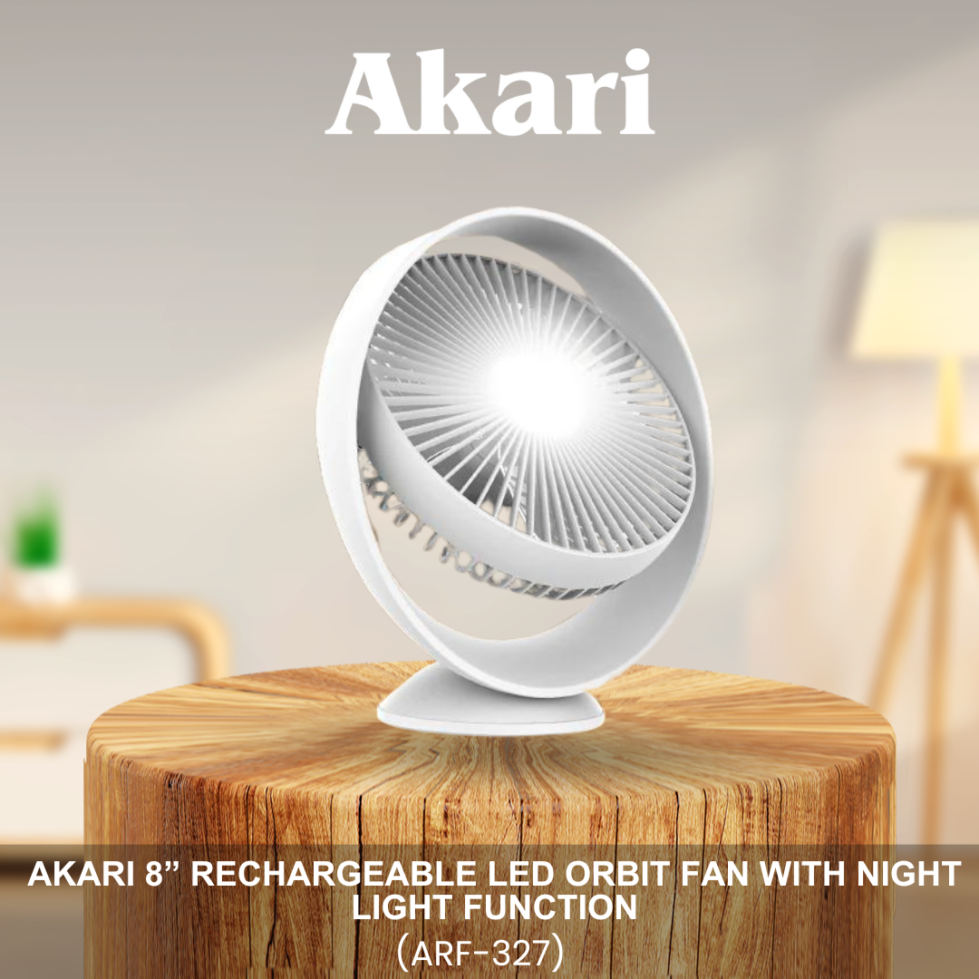 Akari 8” Rechargeable LED Orbit Fan with Night Light Function (ARF-327)
