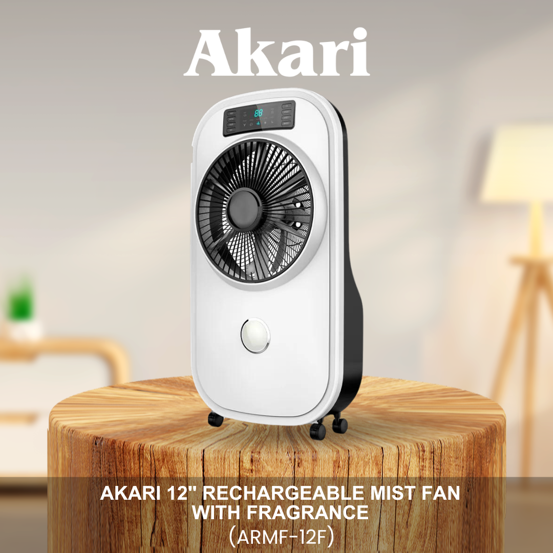 Akari 12" Rechargeable Mist Fan with Fragrance (ARMF-12F)