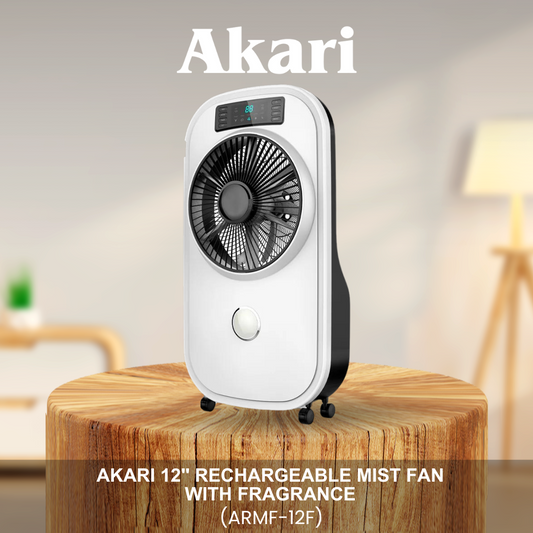 Akari 12" Rechargeable Mist Fan with Fragrance (ARMF-12F)