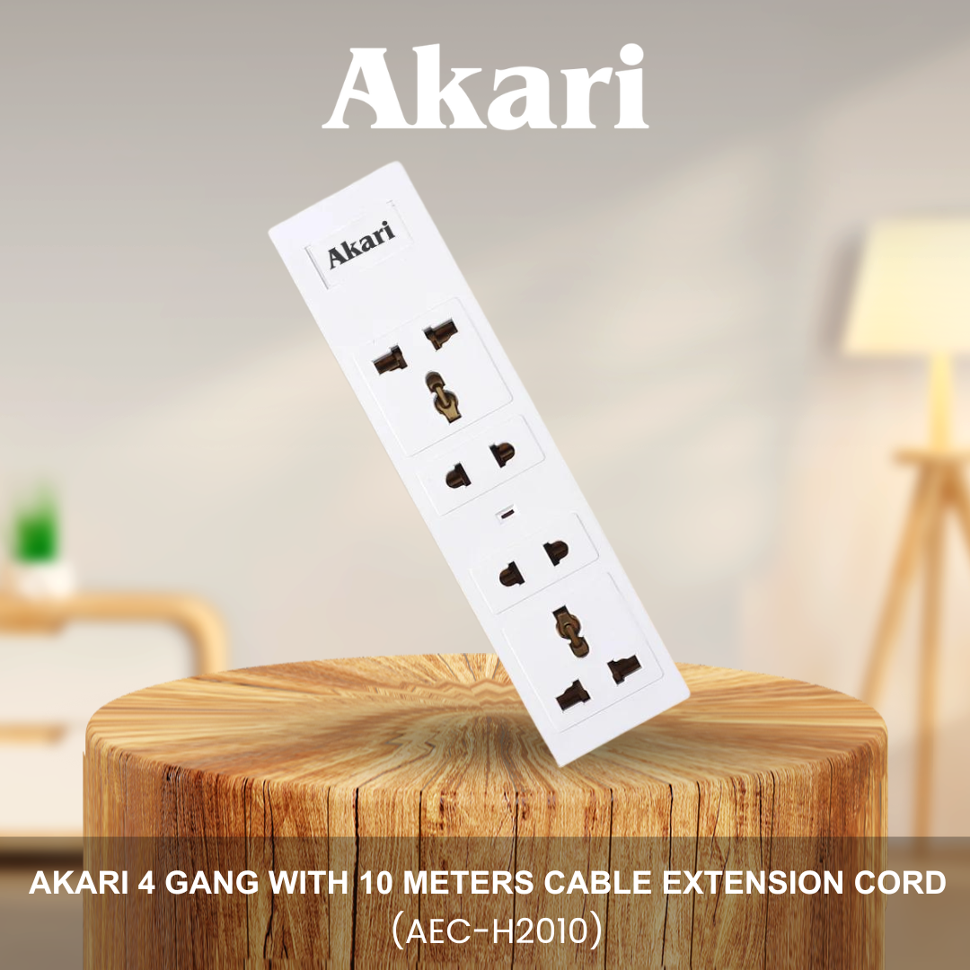 Akari 4 Gang With 10 Meters Cable Extension cord (AEC-H2010)
