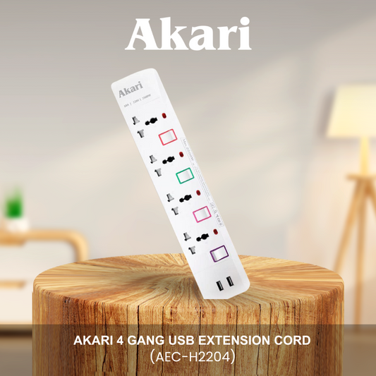 Akari 4 Gang USB Extension Cord (AEC-H2204)