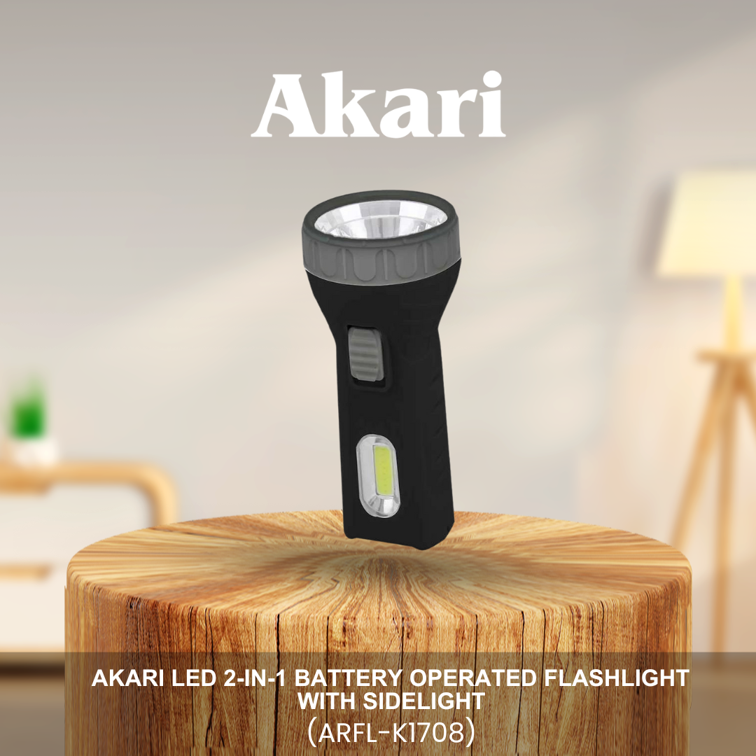 Akari LED 2-in-1 Battery Operated Flashlight with Sidelight (ARFL-K1708)