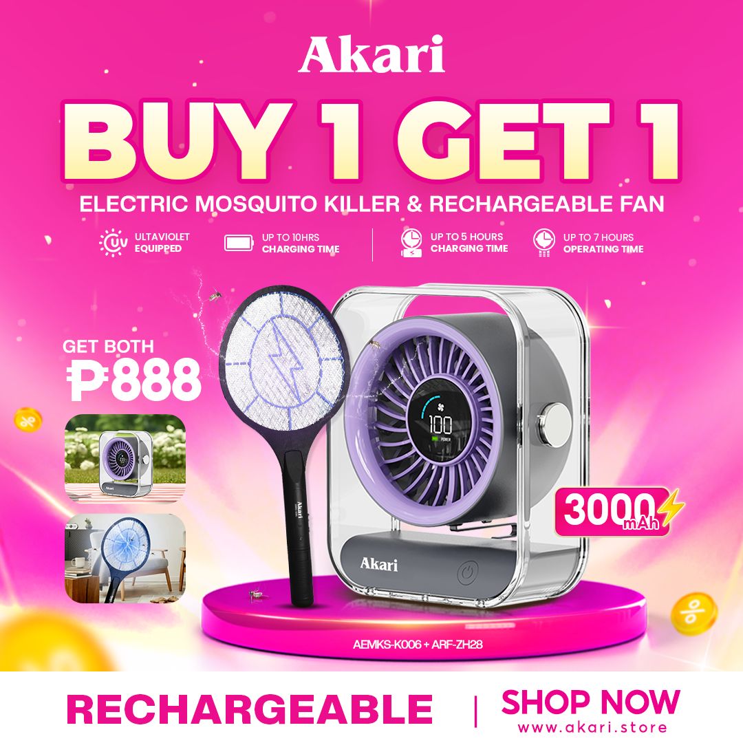 Akari Rechargeable Fan (ARF-ZH28) + Akari Electric Mosquito Swatter (AEMKS-K006)