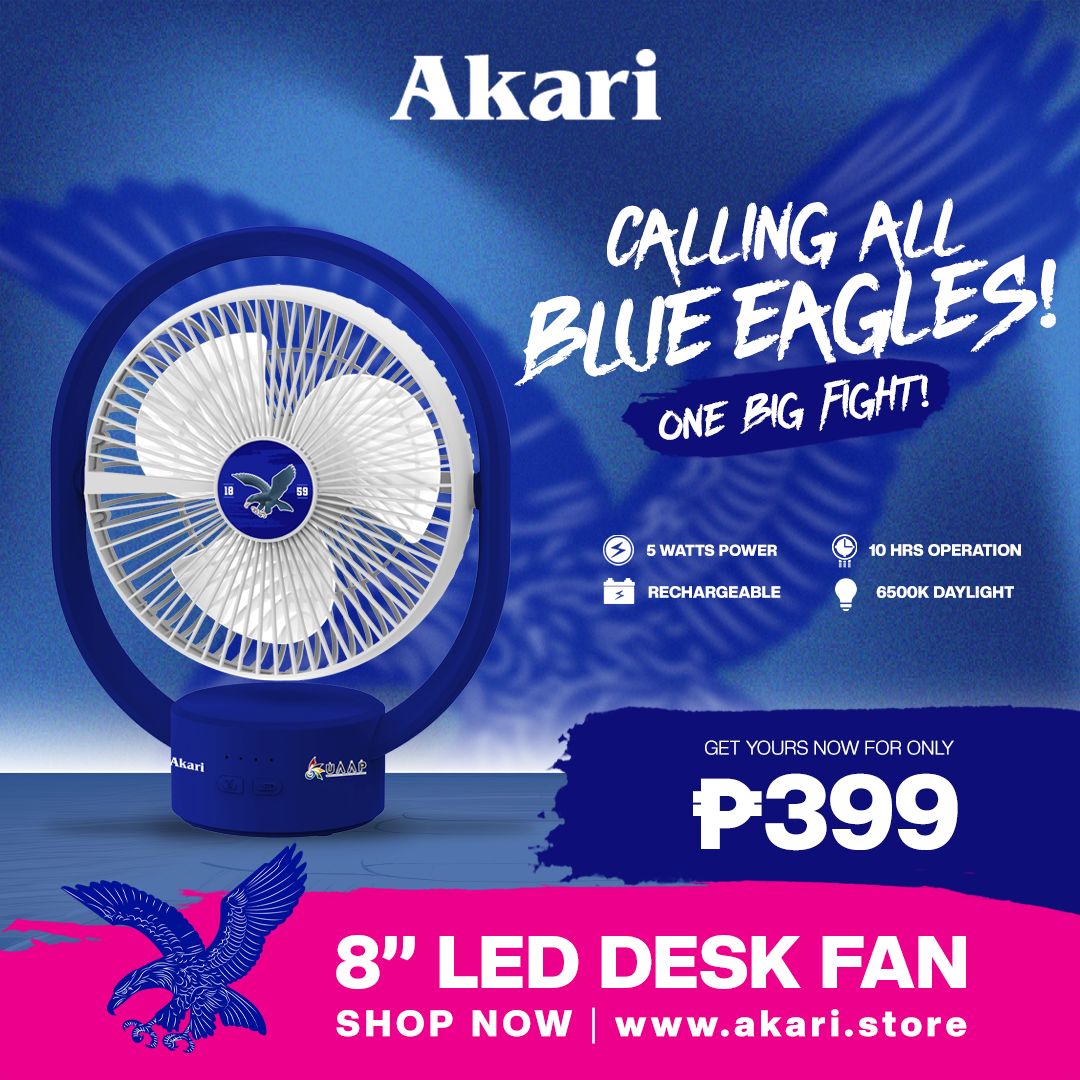 AKARI [ UAAP ] 8" Rechargeable Elliptical Fan w/ LED (ARF-8028) + FREE Uaap desklamp