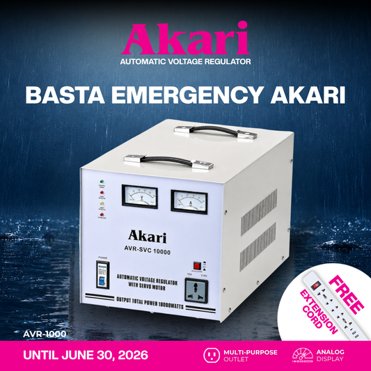 Akari 1000W Automatic Voltage Regulator (AVR-SVC 1000 ) WITH FREE EXTENSION CORD (AEC-F806)