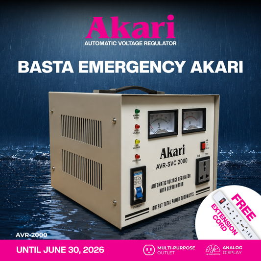 Akari 2000W Automatic Voltage Regulator (AVR-SVC 2000) WITH FREE EXTENSION CORD (AEC-F806)