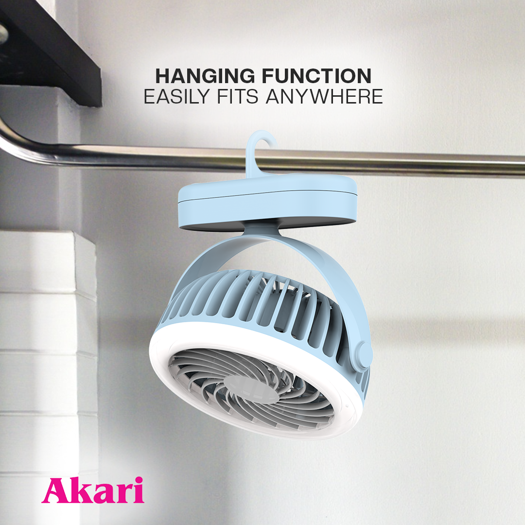 Akari B1T1 :  5" Rechargeable Fan w/ Ring Light (AJF-5024)