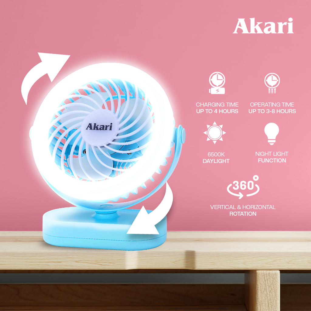 Akari 5" Rechargeable Fan w/ Ring Light (AJF5024) Akari.store