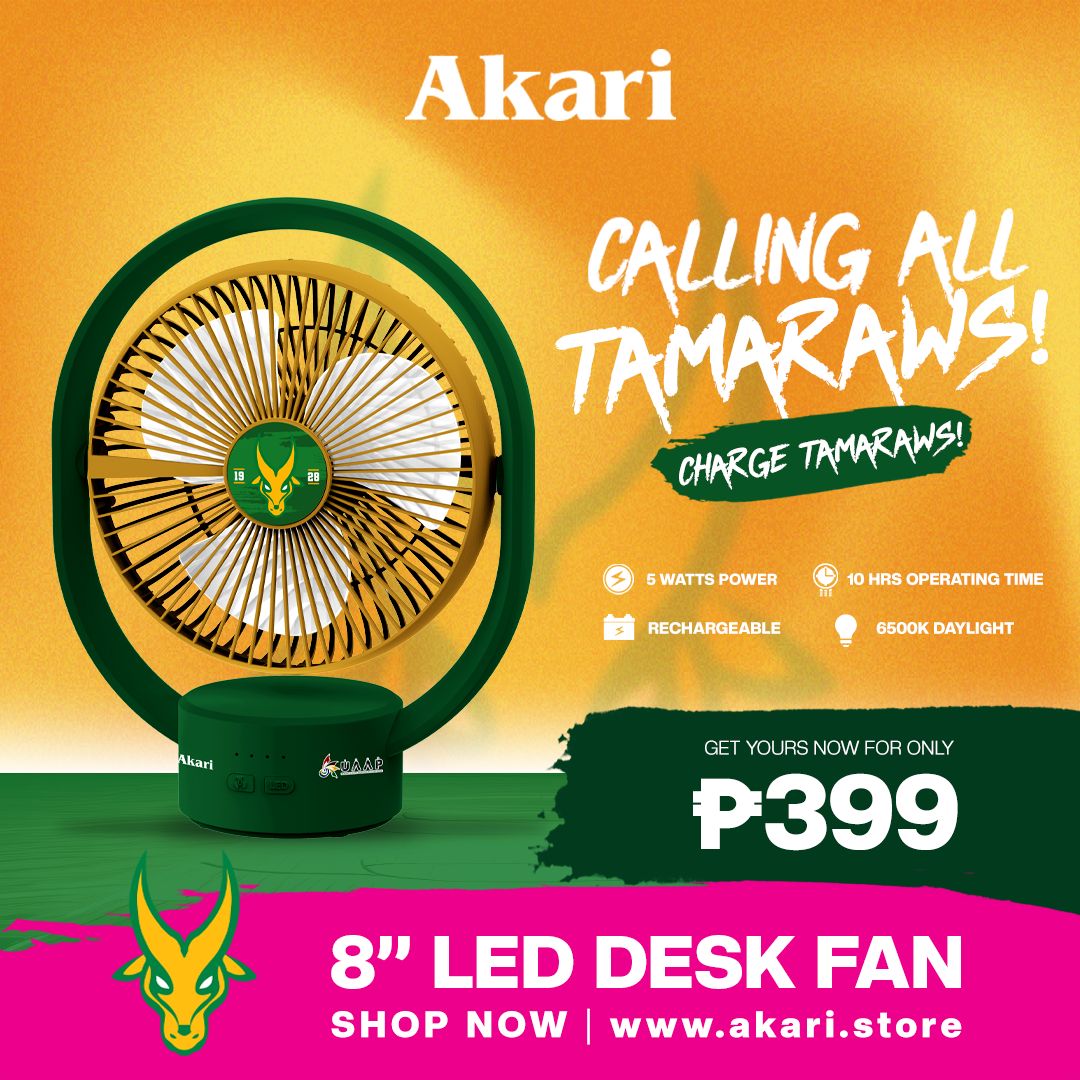 AKARI [ UAAP ] 8" Rechargeable Elliptical Fan w/ LED (ARF-8028) + FREE Uaap desklamp