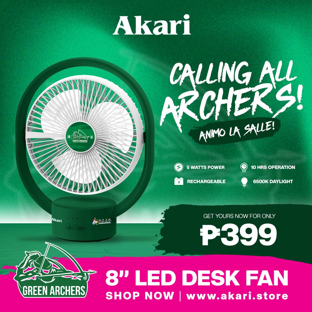 AKARI [ UAAP ] 8" Rechargeable Elliptical Fan w/ LED (ARF-8028) + FREE Uaap desklamp