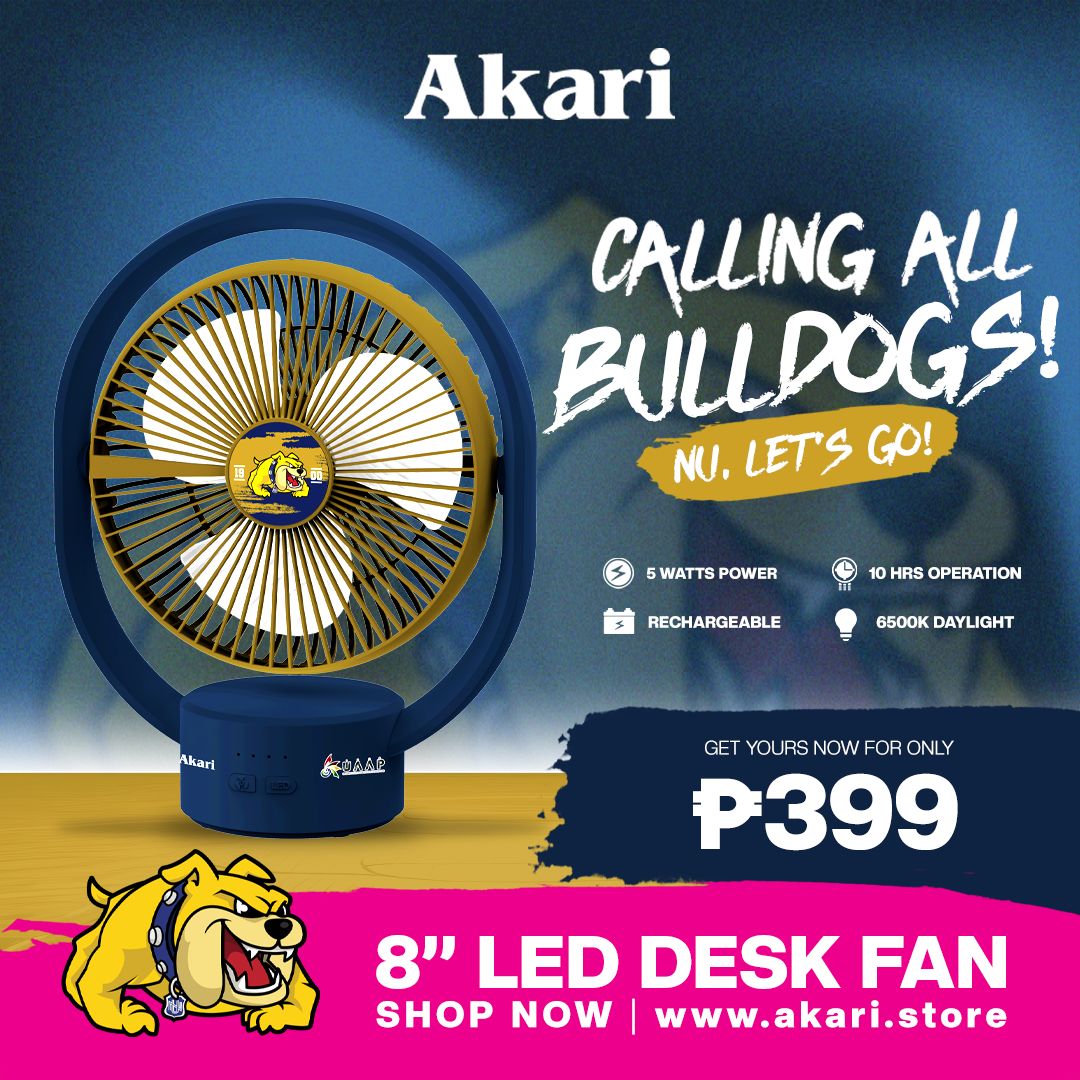 AKARI [ UAAP ] 8" Rechargeable Elliptical Fan w/ LED (ARF-8028) + FREE Uaap desklamp