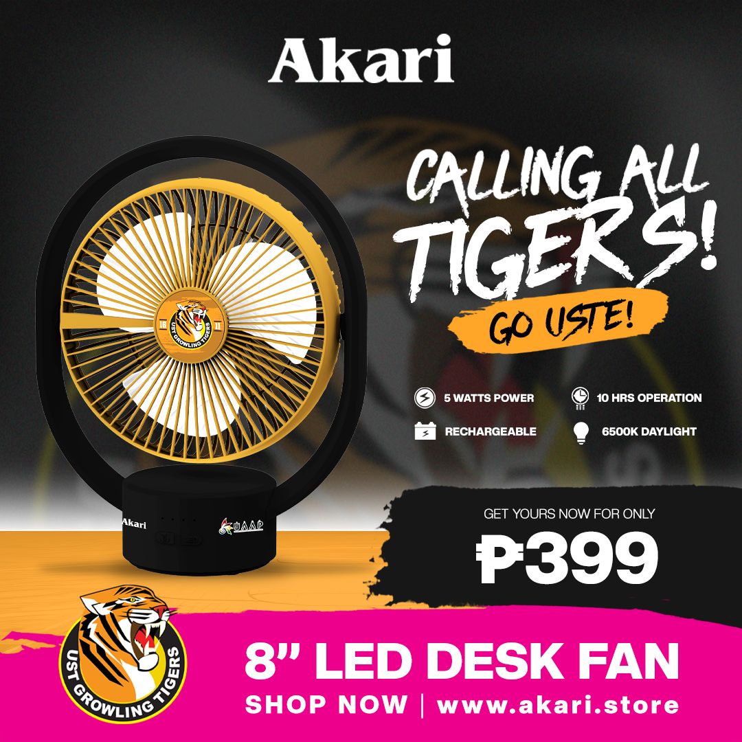 AKARI [ UAAP ] 8" Rechargeable Elliptical Fan w/ LED (ARF-8028) + FREE Uaap desklamp