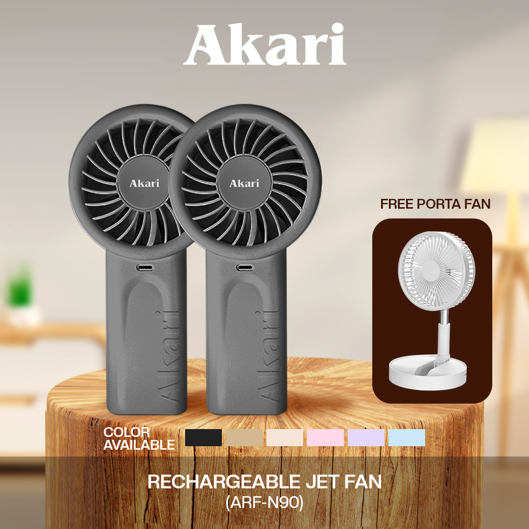 Akari Rechargeable Jet Fan (ARF-N90) (5-speed Level) with FREE PORTAFAN