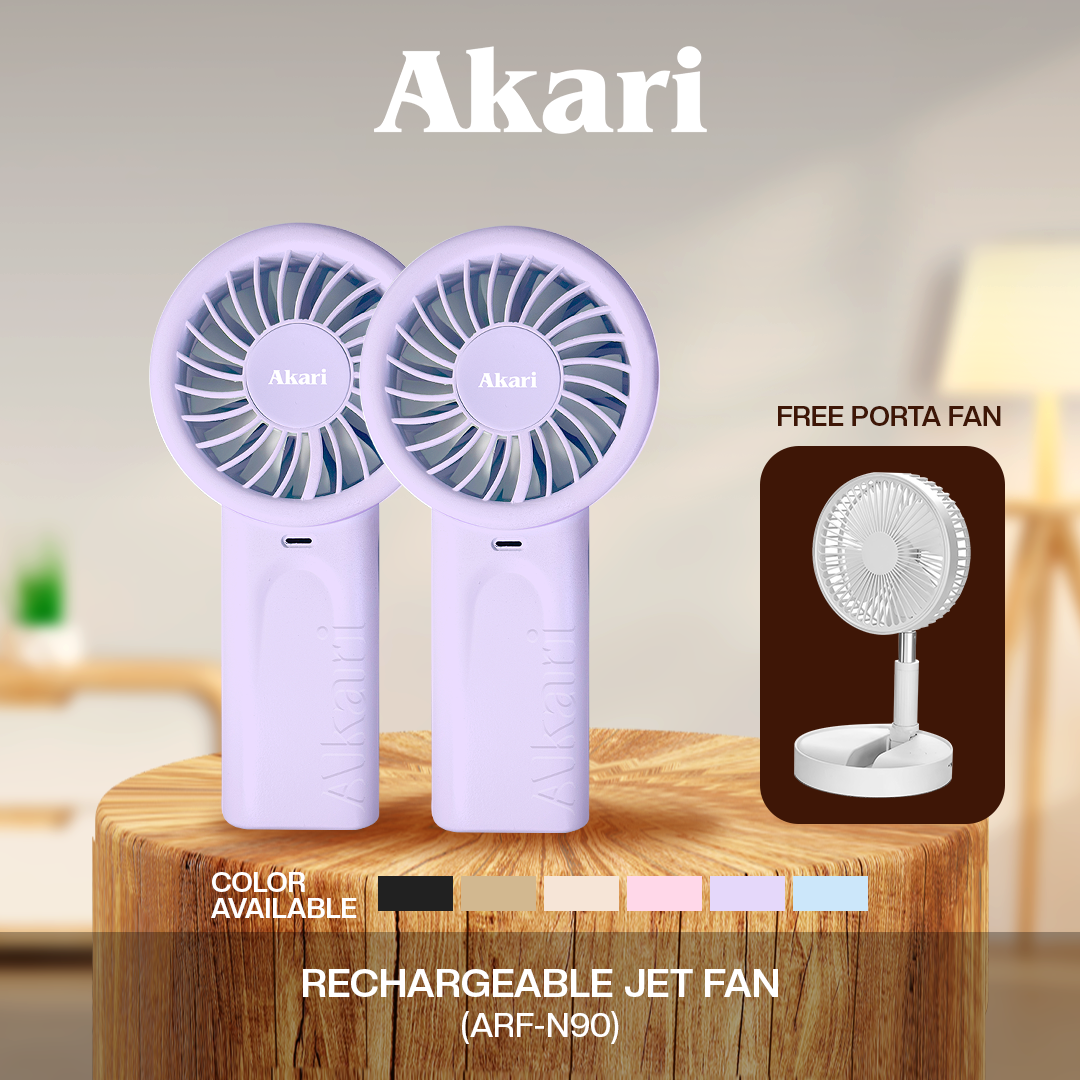 Akari Rechargeable Jet Fan (ARF-N90) (5-speed Level) with FREE PORTAFAN