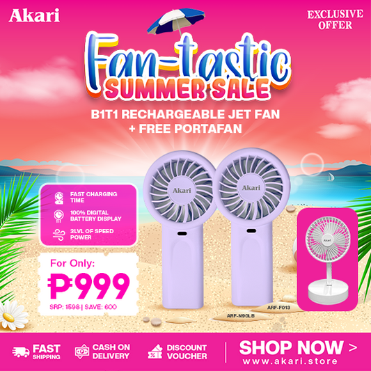 Akari Rechargeable Jet Fan (ARF-N90) (5-speed Level) with FREE PORTAFAN